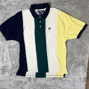 Vintage‎ Chaps Ralph Lauren Vertical Striped Colorblock Golf Polo Shirt Mens XL